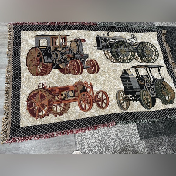 Tractor Woven Tapestry Throw Blanket Vintage - Picture 2 of 3